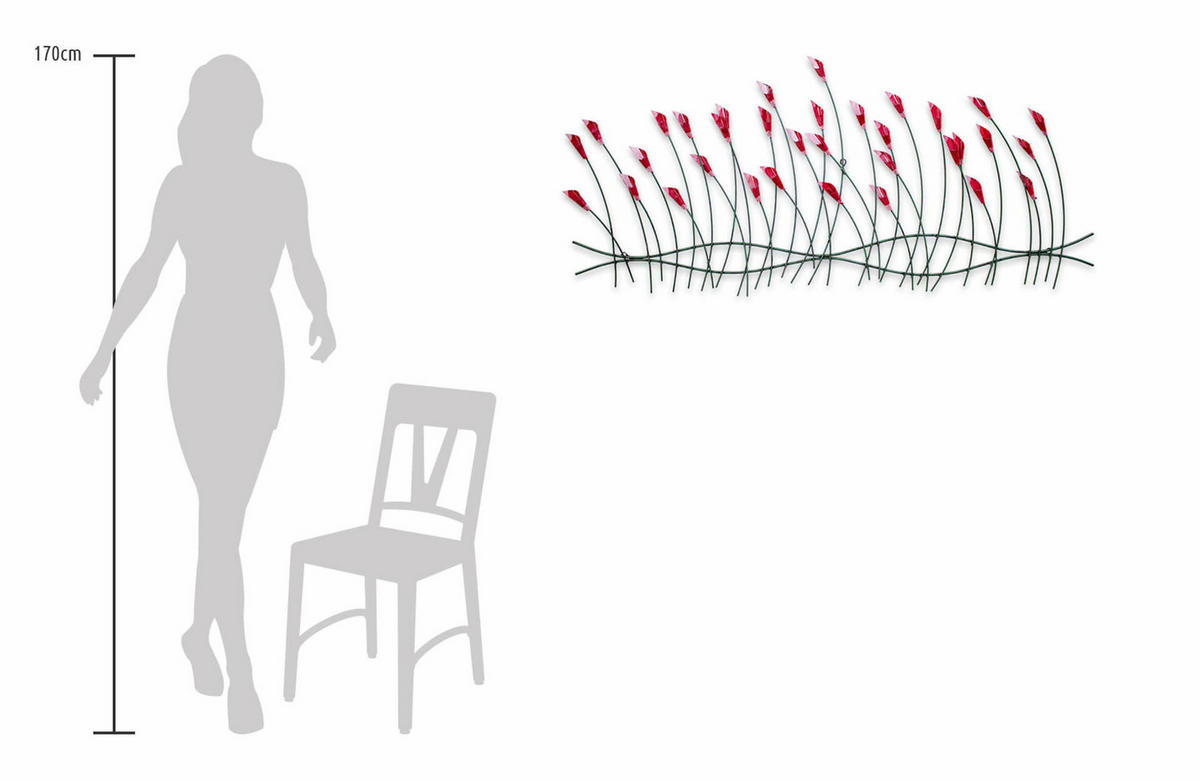 WANDDEKO Rot 123/55 cm - Rot/Grün, Metall (1.7/55/5cm) - KUNSTLOFT