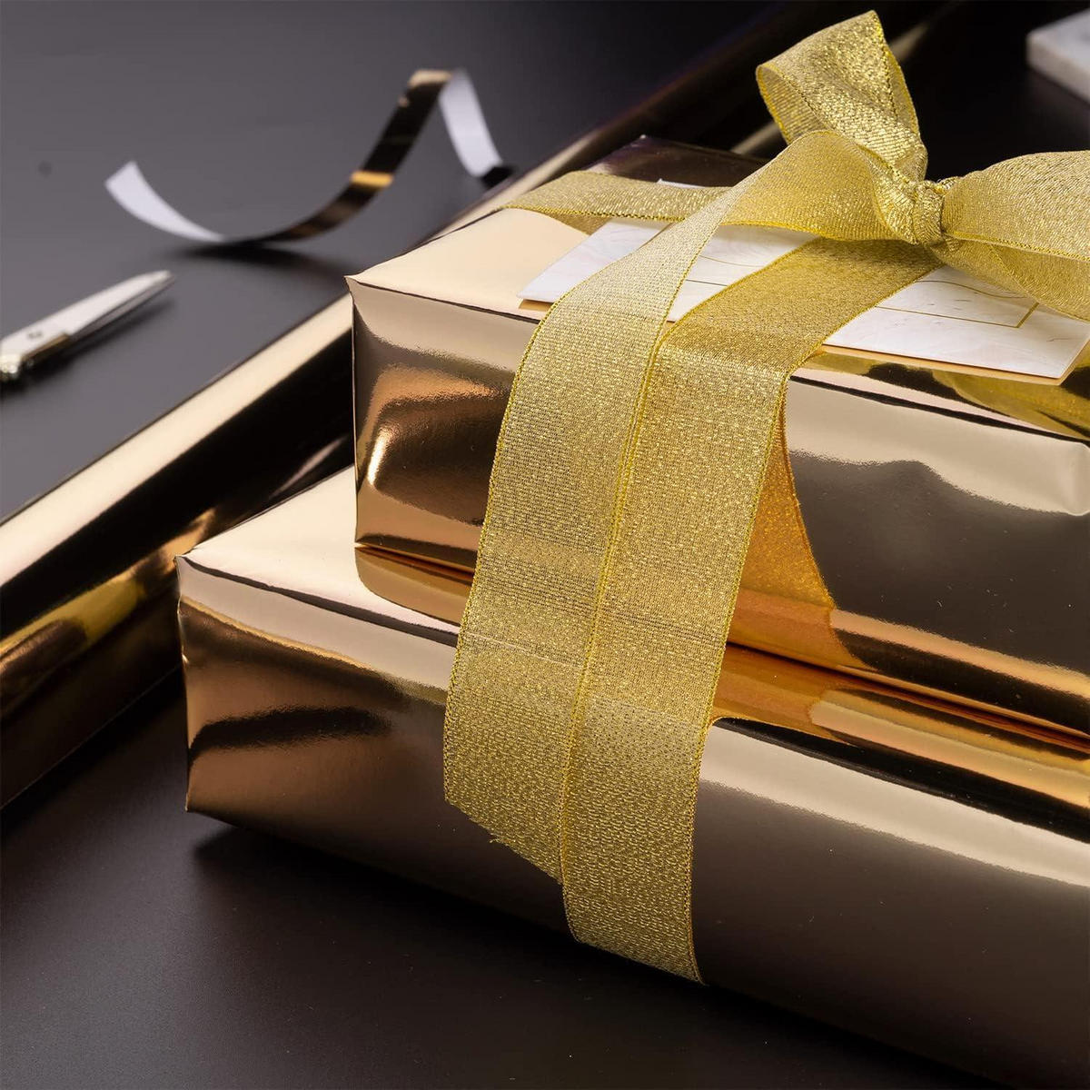 GESCHENKPAPIER Champagner Gold Metallic 44,5 cm x 10 m - Goldfarben, Papier (4/44/4cm)