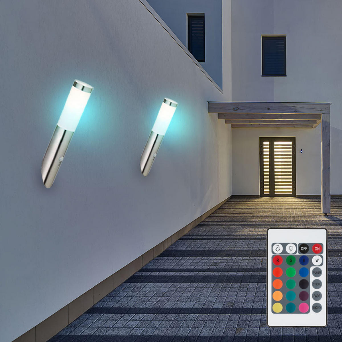 LED AUSSEN-WANDLEUCHTE Edelstahl Silber - Silberfarben, Metall (7.6/40/7.6cm)