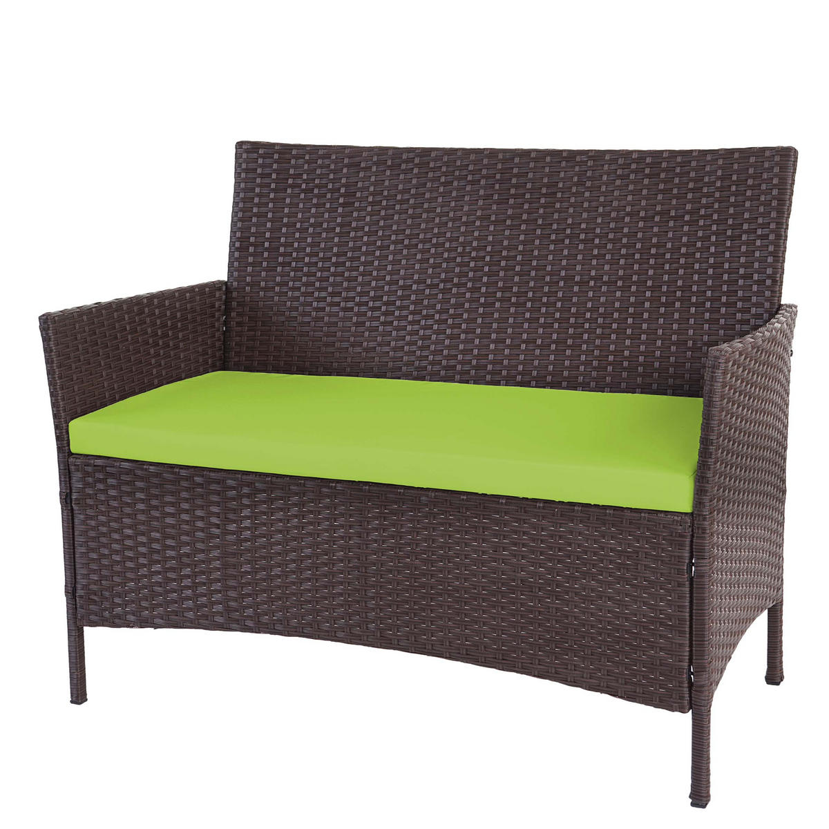 POLY-RATTAN GARTEN-GARNITUR Braun - Braun/Grün, Kunststoff - MCW