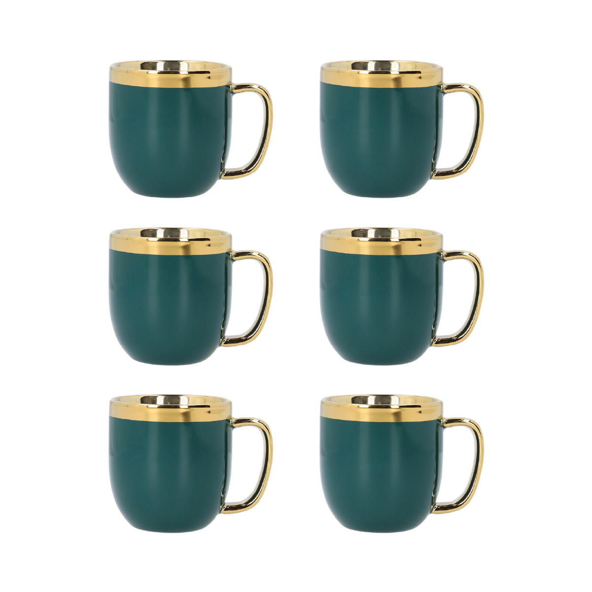 BECHER Sinnes Smaragd mit Löffel 0,28 l 6er-Set - Smaragdgrün, Keramik (0.28L) - Homla