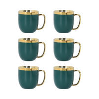 BECHER Sinnes Smaragd mit Löffel 0,28 l 6er-Set - Smaragdgrün, Keramik (0.28L) - Homla