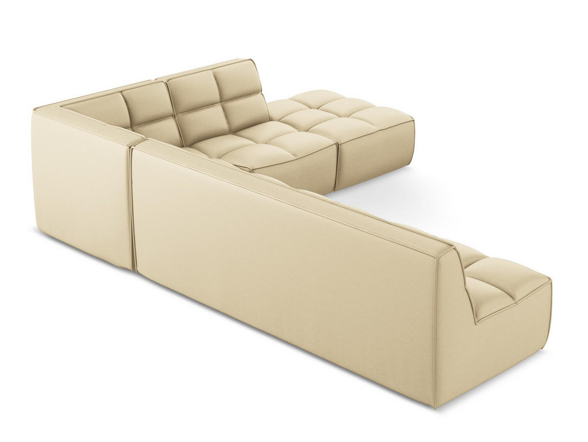 ECKSOFA Beidseitig Kunstleder Beige - Beige/Schwarz, Leder/Kunststoff (308/258cm) - Makamii