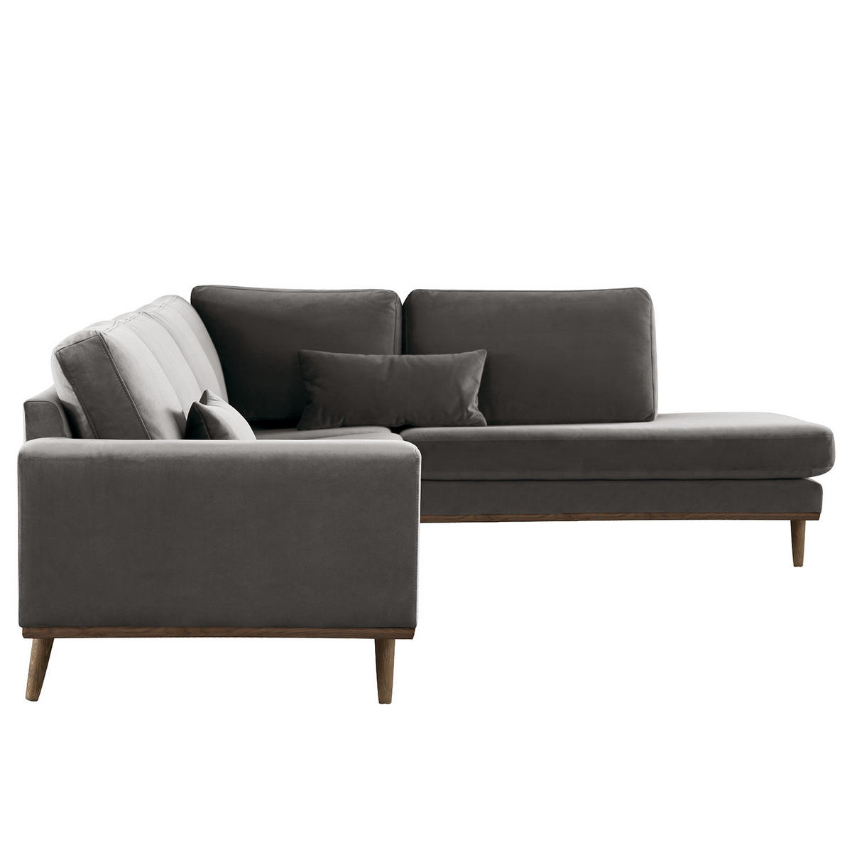 ECKSOFA mit Ottomane - Eichefarben/Dunkelgrau, Eichenholz/Textil (287/219cm) - home24
