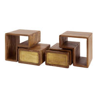 NACHTTISCH Messing Braun 30/42/30 cm 2er-Set - Braun, Holz (42/30/30cm) - Hoyz Collection
