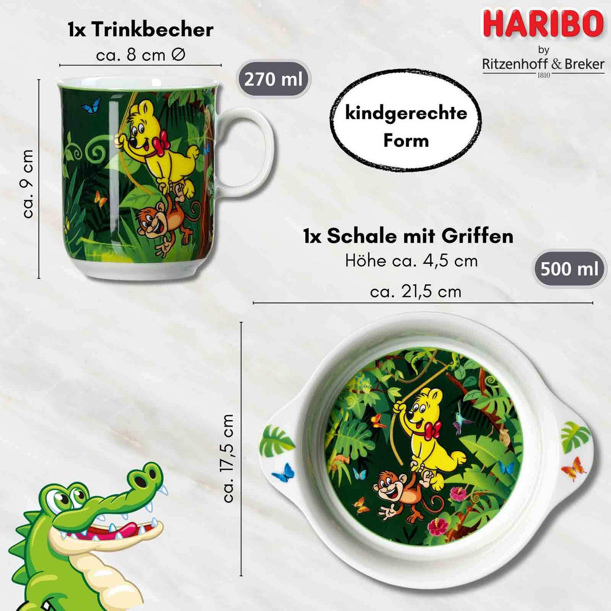 KINDERGESCHIRR-SET Haribo Jungle bunt - Multicolor, Keramik (1/1/1cm) - Ritzenhoff Breker