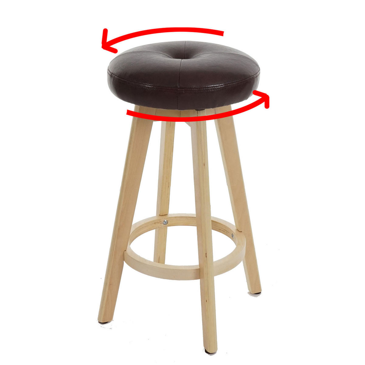 BARHOCKER 2er-Set drehbar und einfach Sitzhöhe 67cm Holz Kunstleder drehbar Bordeaux helle Beine - Dunkelbraun, Holz/Kunststoff (45/67/45cm) - PROREGAL