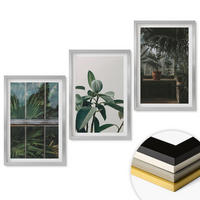 WANDBILDER 3er Set - 40x60 cm Silberner Rahmen - Grüne Blätter an der Fensterpflanze - Silberfarben, Kunststoff (40/60cm) - ArtPrintCave