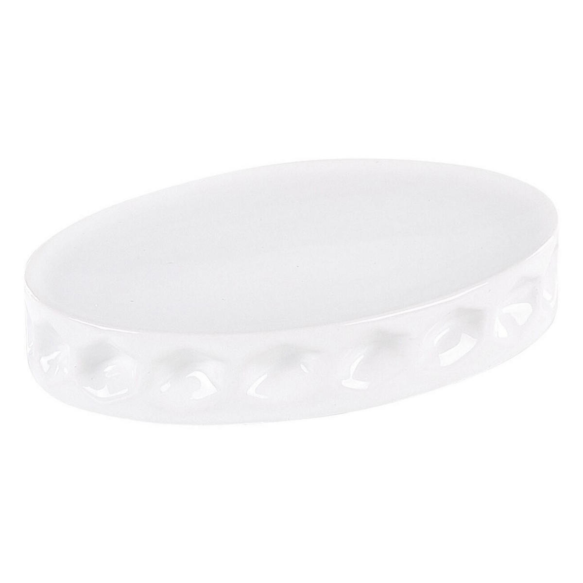BADEZIMMER Set 5-teilig Keramikweiß Tirua - Weiß, Keramik (13/34/11cm) - Beliani