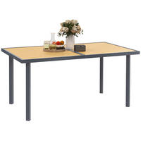 GARTENTISCH DE-14139 für 6 Personen, Holzoptik-Stahl Natur - Naturfarben, Metall (150/90/72cm) - ComfortXL