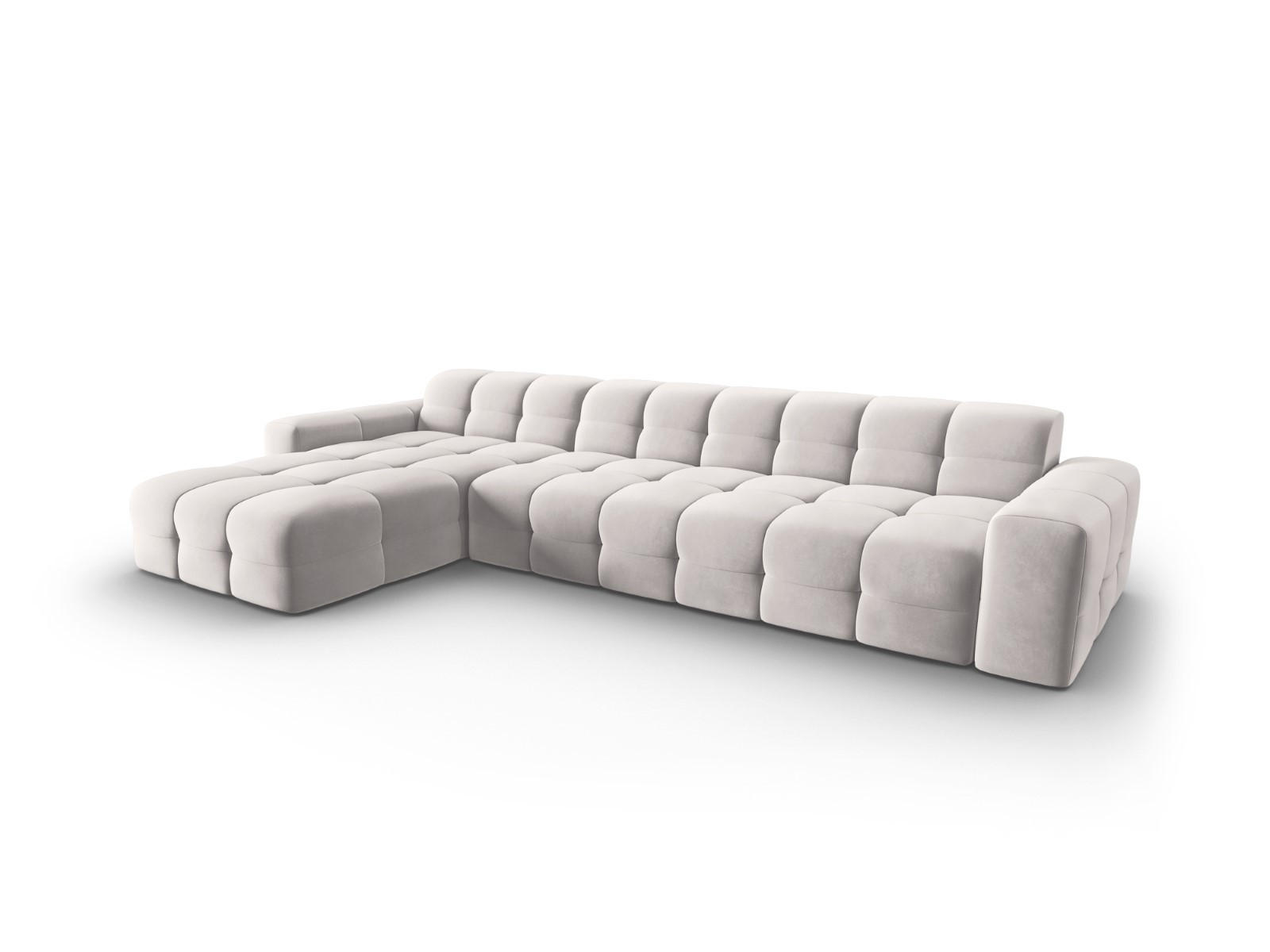 ECKSOFA links Kendal aus Samt hellgrau 5 Sitzplätze - Hellgrau, Textil (173/357cm) - Micadoni