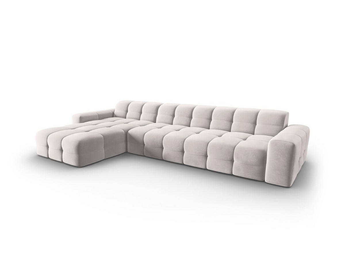 ECKSOFA links Kendal aus Samt hellgrau 5 Sitzplätze - Hellgrau, Textil (173/357cm) - Micadoni
