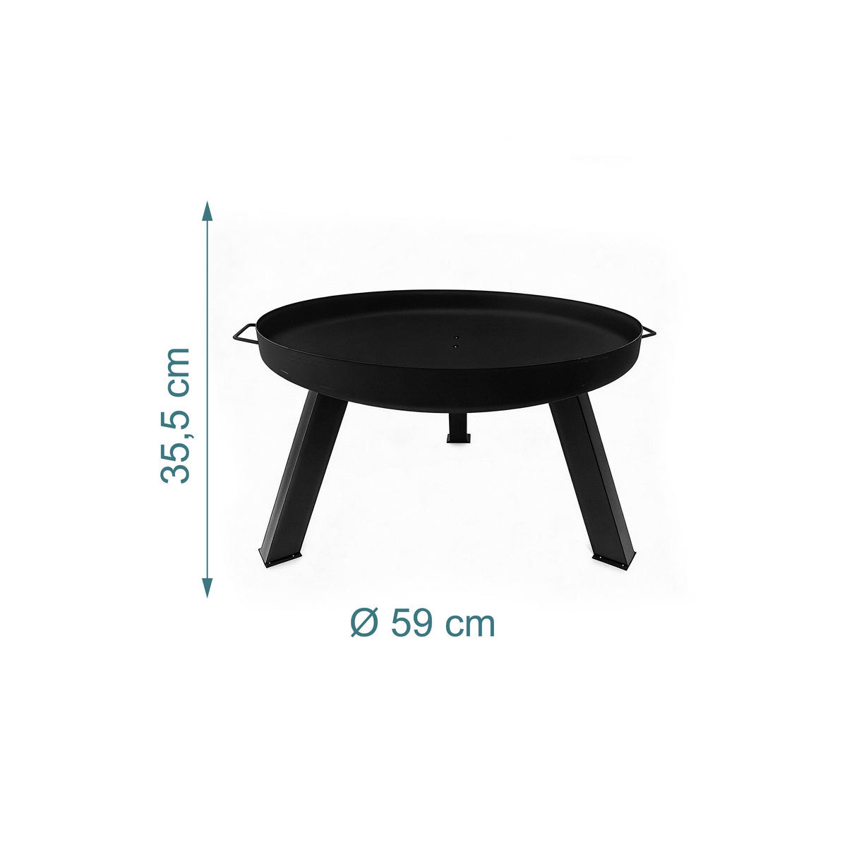FEUERSCHALE Schwarz Stahl mit Schürhaken 64 cm - Schwarz, Metall (64/36/64cm) - Relaxdays