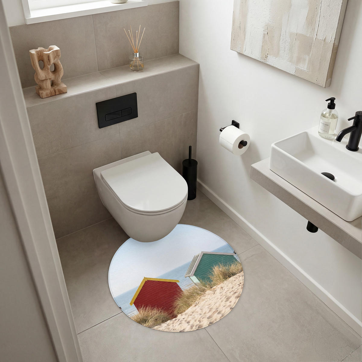 KOUPELNOVÁ PŘEDLOŽKA Pláž - Chaty - Barevné - Duny 70x70 cm - různobarevná, textil/plast (70/70cm) - OnlyWow