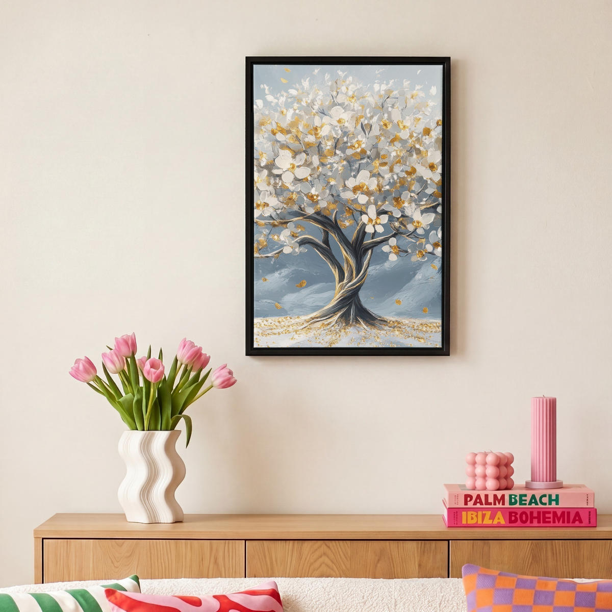 LEINWAND Bilder mit Rahmen - Baum - Winter - Baum des Lebens - Modern - Gold - 20x30 - Goldfarben, Textil (20/30cm) - MuchoWow