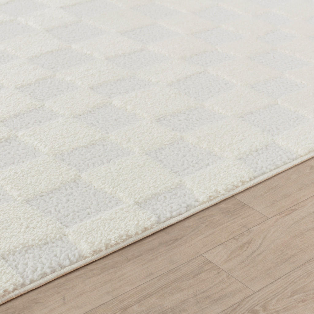 Thumbnail - Livabliss Kurzflorteppich, Weiß, Textil, Kariert, Rechteckig, 160x213 cm, Oeko-Tex® Standard 100, in verschiedenen Größe...
