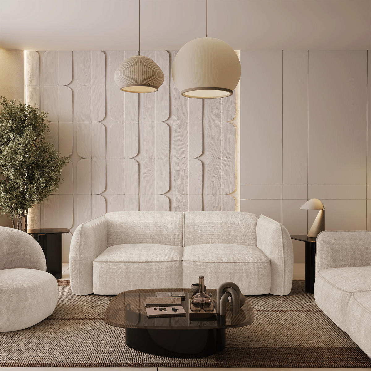 SOFA 4-SITZER Rastervelours Creme 230cm - Creme, Textil (230/74/90cm) - Sia Home
