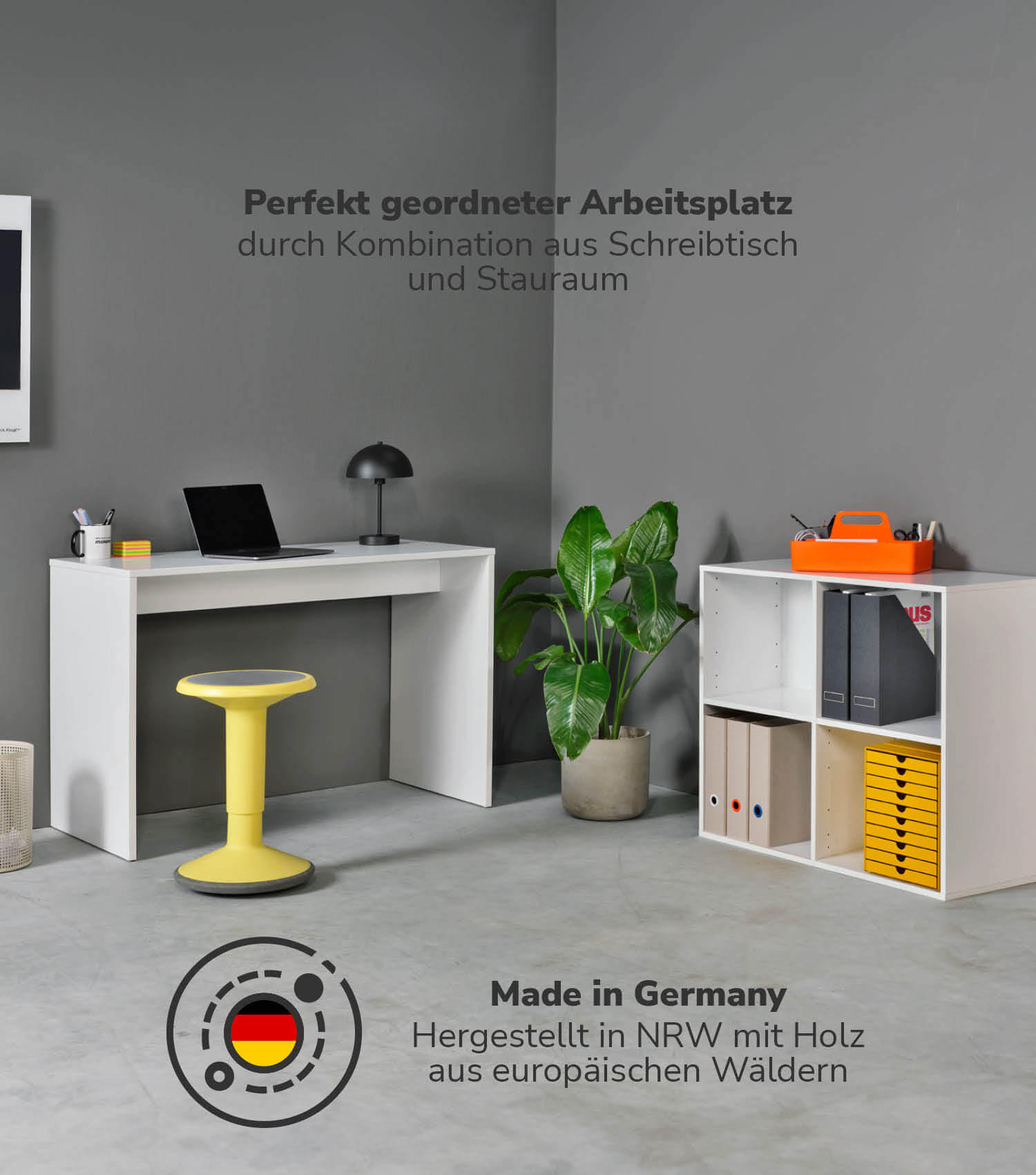 SCHREIBTISCH Der Produktive - Weiß, Holzwerkstoff (54/112/77cm) - Mokebo