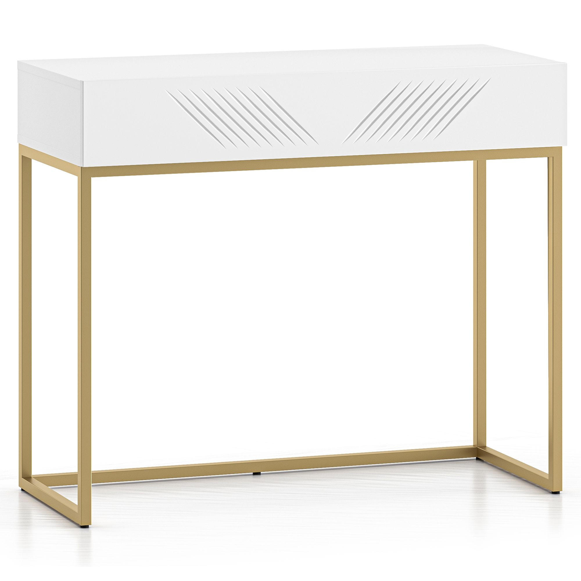 SCHREIBTISCH NEBRO - Goldfarben/Weiß, Holzwerkstoff (40/92/78cm) - KONSIMO®