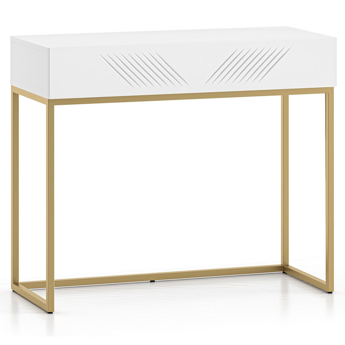 SCHREIBTISCH NEBRO - Goldfarben/Weiß, Holzwerkstoff (40/92/78cm) - KONSIMO®