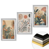 WANDBILDER 3er Set - 40x60 cm Silberner Rahmen - Pflanzenmotive in gedeckten Farben - Silberfarben, Kunststoff (40/60cm) - ArtPrintCave