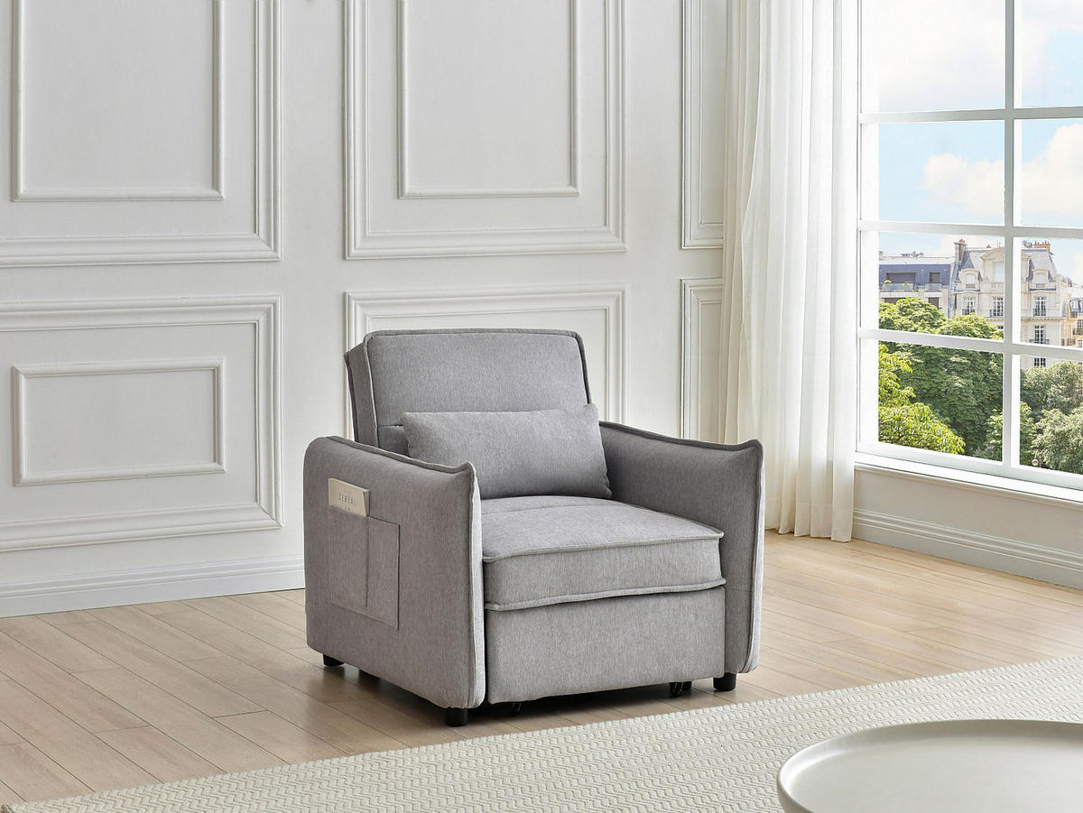 SCHLAFSESSEL - 1 Person - stoff - hellgrau Fenora - Hellgrau, Textil (93/86/85cm) - Vente-Unique