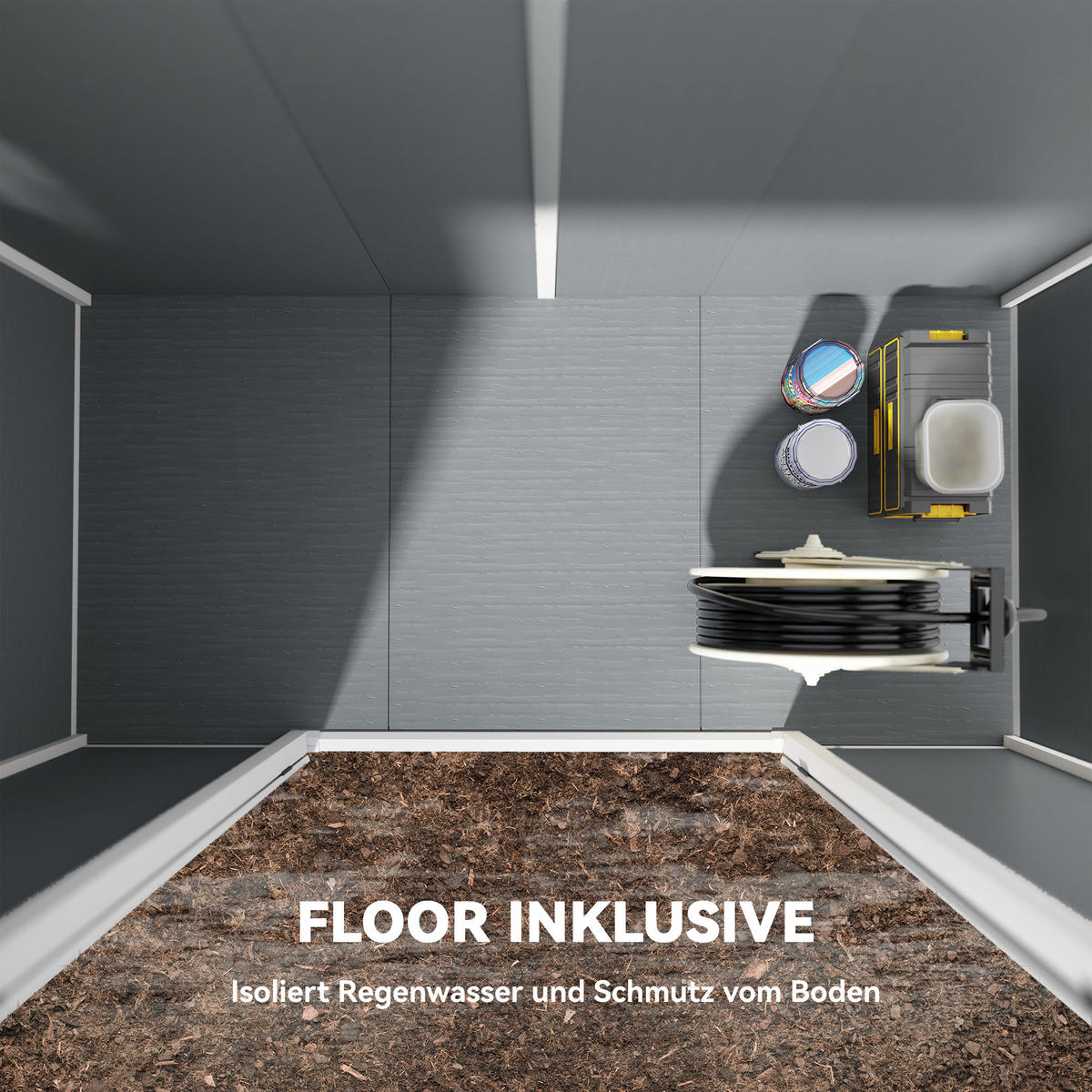 GERÄTEHAUS 2,54m², Wasserdicht Gartenhaus mit Pultdach, 238 x 125 x 183/165 cm - Grau, Kunststoff (125/183/238cm) - Outsunny