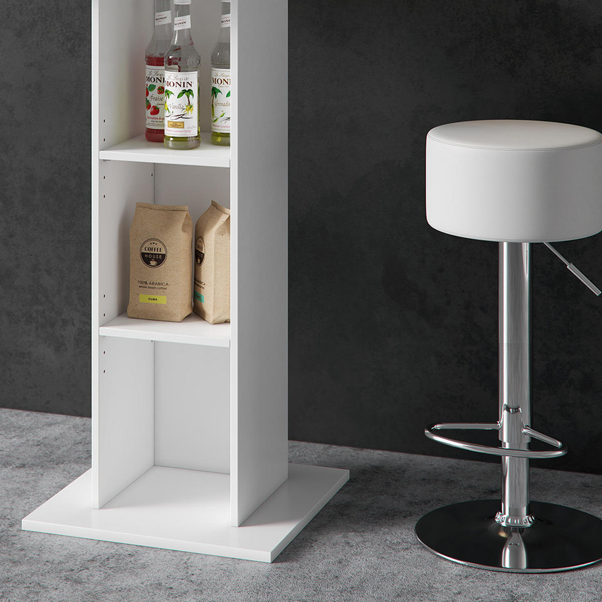 BARTISCH-SET Rodeo Weiß 70 x 70 cm mit 2 Barhockern - Weiß, Holzwerkstoff (70/109/70cm) - Vicco