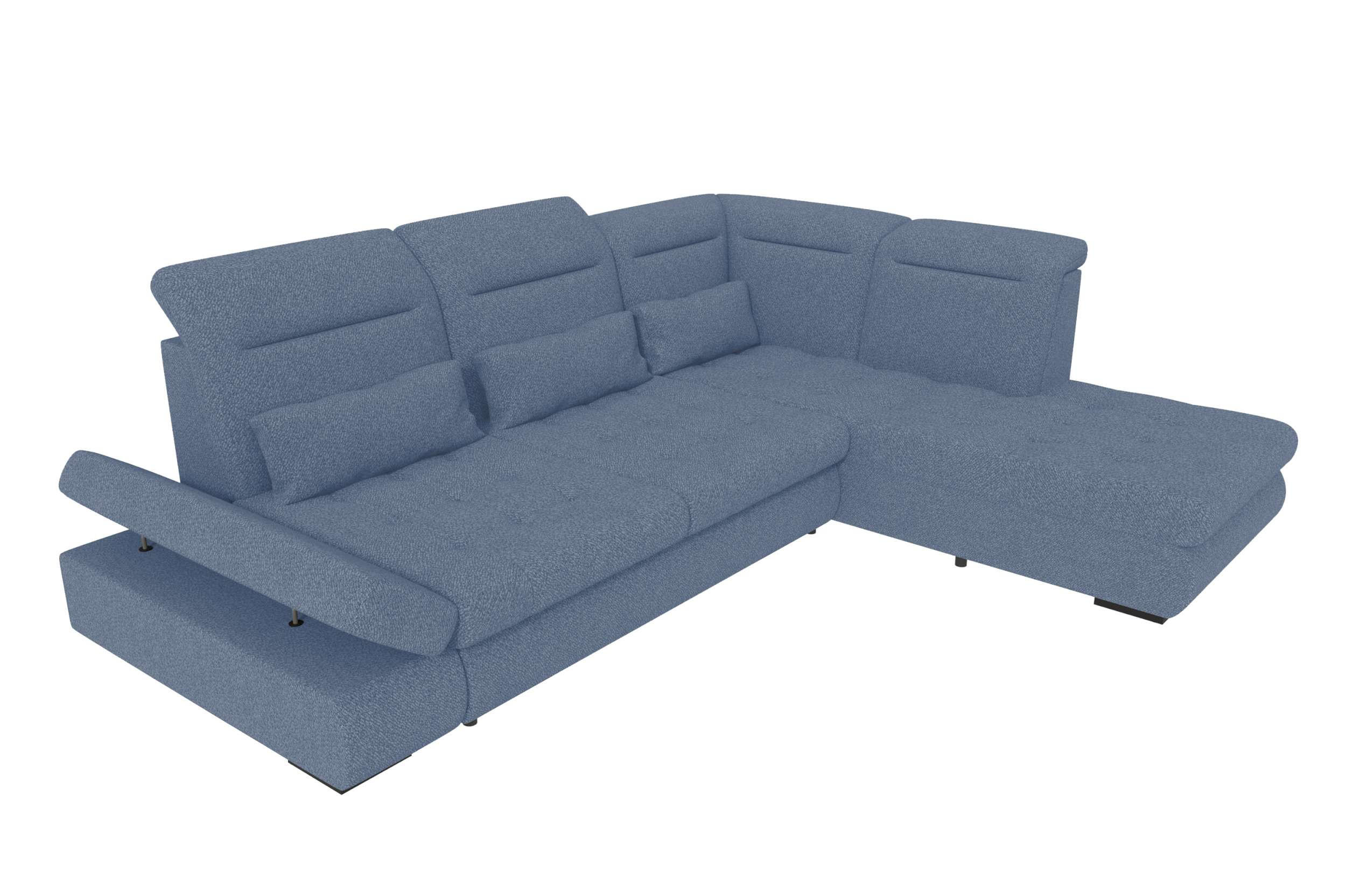 ECKSOFA Toscana Strukturstoff inkl. Schlaffunktion - Blau, Textil (279/227cm) - 99rooms