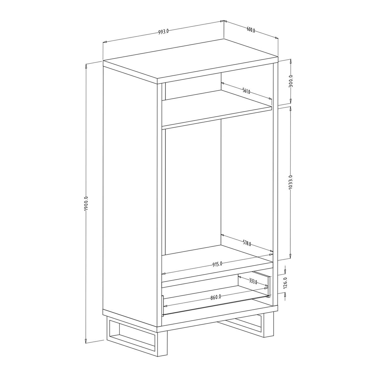 DREHTÜRENSCHRANK HALENZA 99/190/60 cm 2-türig Eiche Wotan - Eiche Wotan, Holzwerkstoff (99/190/60cm) - MASSENO