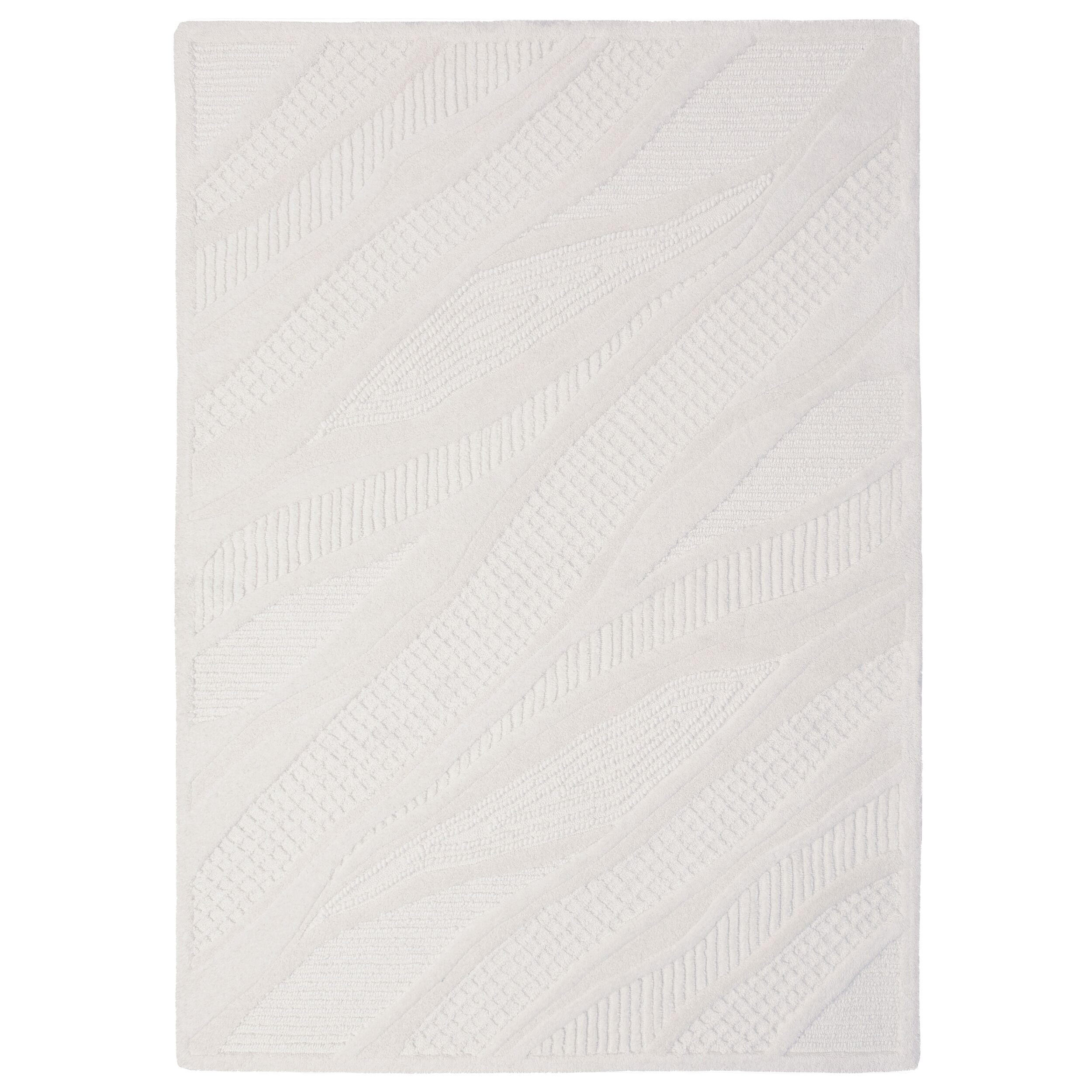TEPPICH aus Wolle CARVE in Weiß, abstrakt, Florhöhe 14 mm, 160 x 230 cm - Beige, Textil (160/230cm) - KADIMA DESIGN