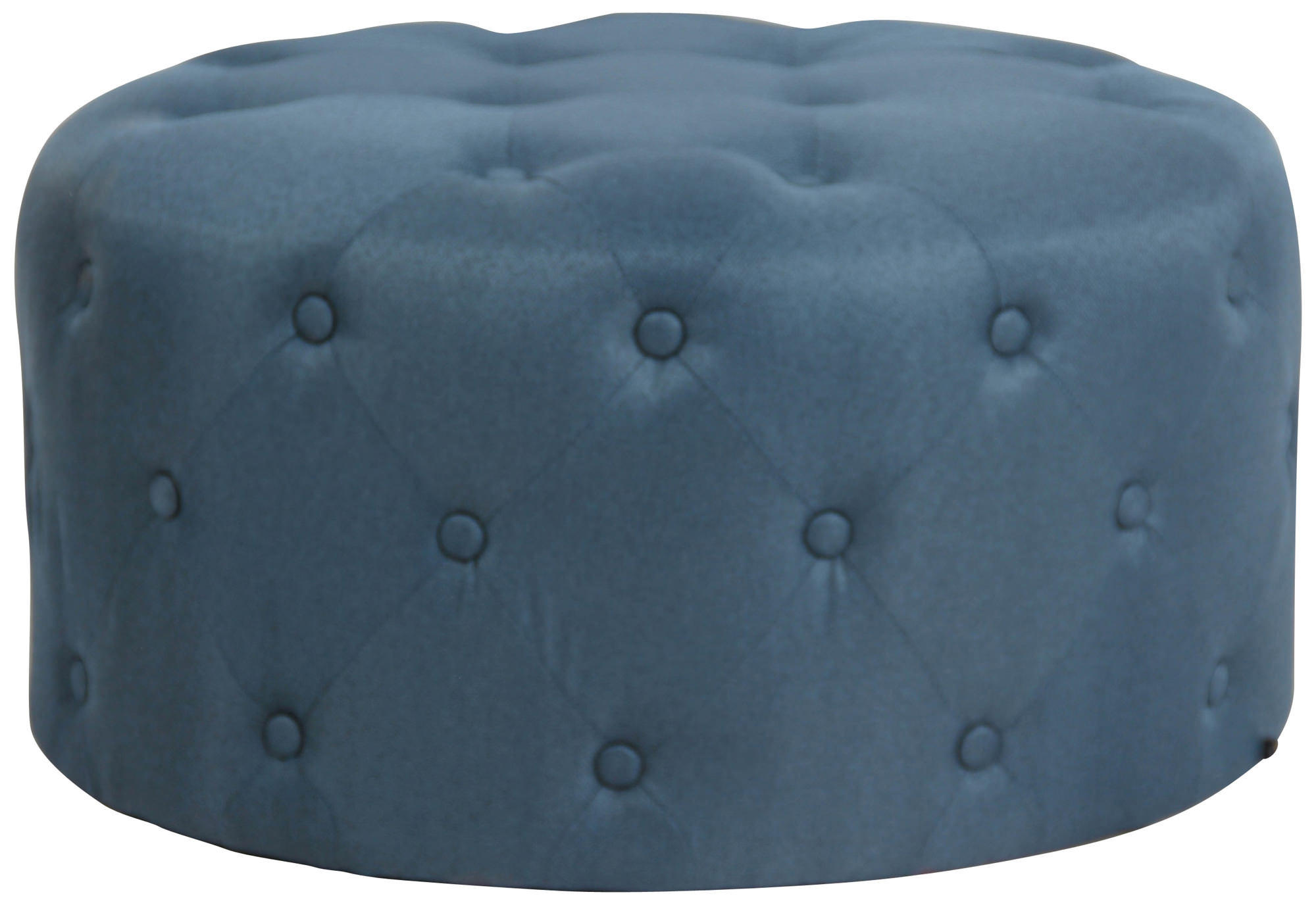 HOCKER rund Stoff blau - Blau/Eukalyptusholzfarben, Holz/Textil (70/37/70cm) - CLP