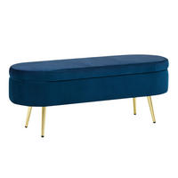 AUFBEWAHRUNGSTRUHE velvet & gold 110 cm - Dunkelblau, Textil (110/42/40cm) - Urban Meuble