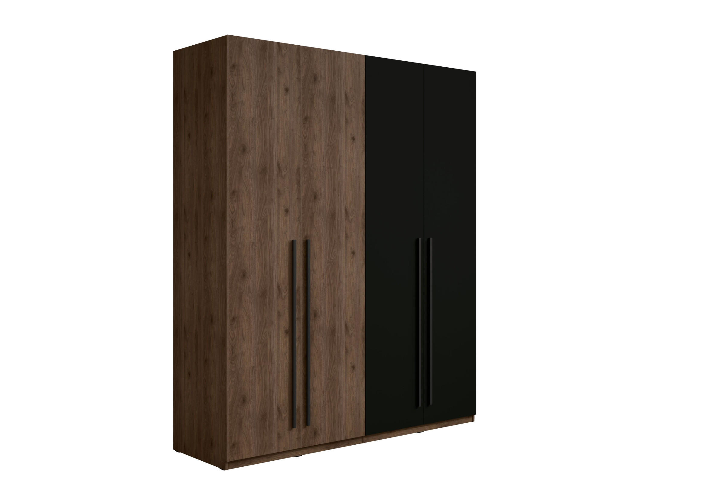 KLEIDERSCHRANK VASSA 180 / 220 / 58 cm in Schwarz / Nussbaum - Nussbaumfarben/Schwarz, Holzwerkstoff (180/58/221cm) - Deine Möbel 24