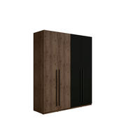 KLEIDERSCHRANK VASSA 180 / 220 / 58 cm in Schwarz / Nussbaum - Nussbaumfarben/Schwarz, Holzwerkstoff (180/58/221cm) - Deine Möbel 24