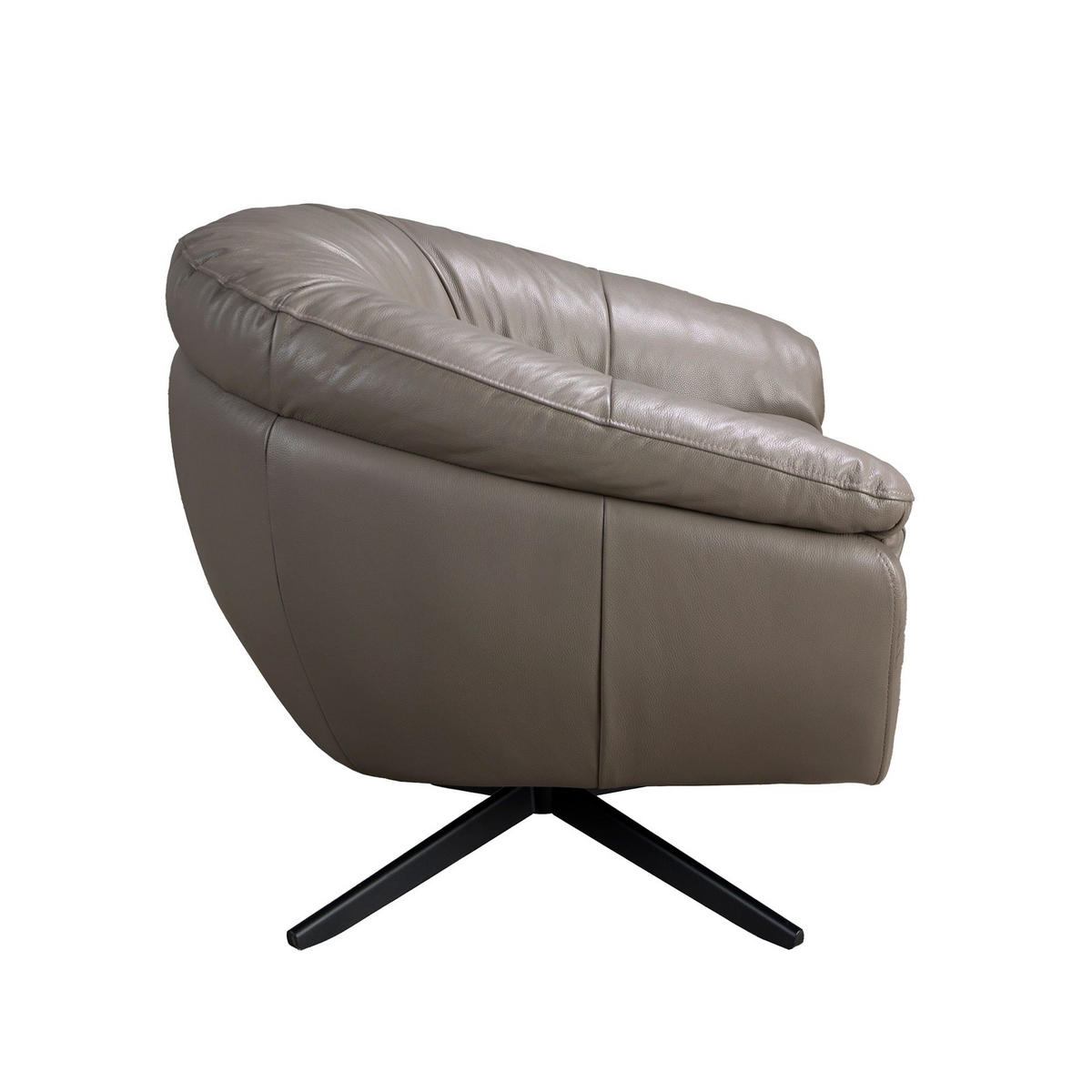 DREHSESSEL Grau Schwarz 87/85/74 cm - Grau, Leder/Metall (87/74/85cm) - ANGEL CERDA