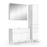 BADMÖBEL-SET Sola Weiß 3 Teile, mit Hochschrank - Weiß, Holzwerkstoff (100/72/37cm) - Vicco