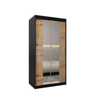 SCHWEBETÜRENSCHRANK 200/100/62 2-türig - Silberfarben/Schwarz, Holz/Kunststoff (100/200/62cm) - Abiks Möbel