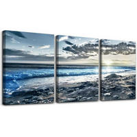 LEINWANDBILD Sonnenaufgang am Meer 40 x 30 cm - Blau, Textil (30/0.5cm)