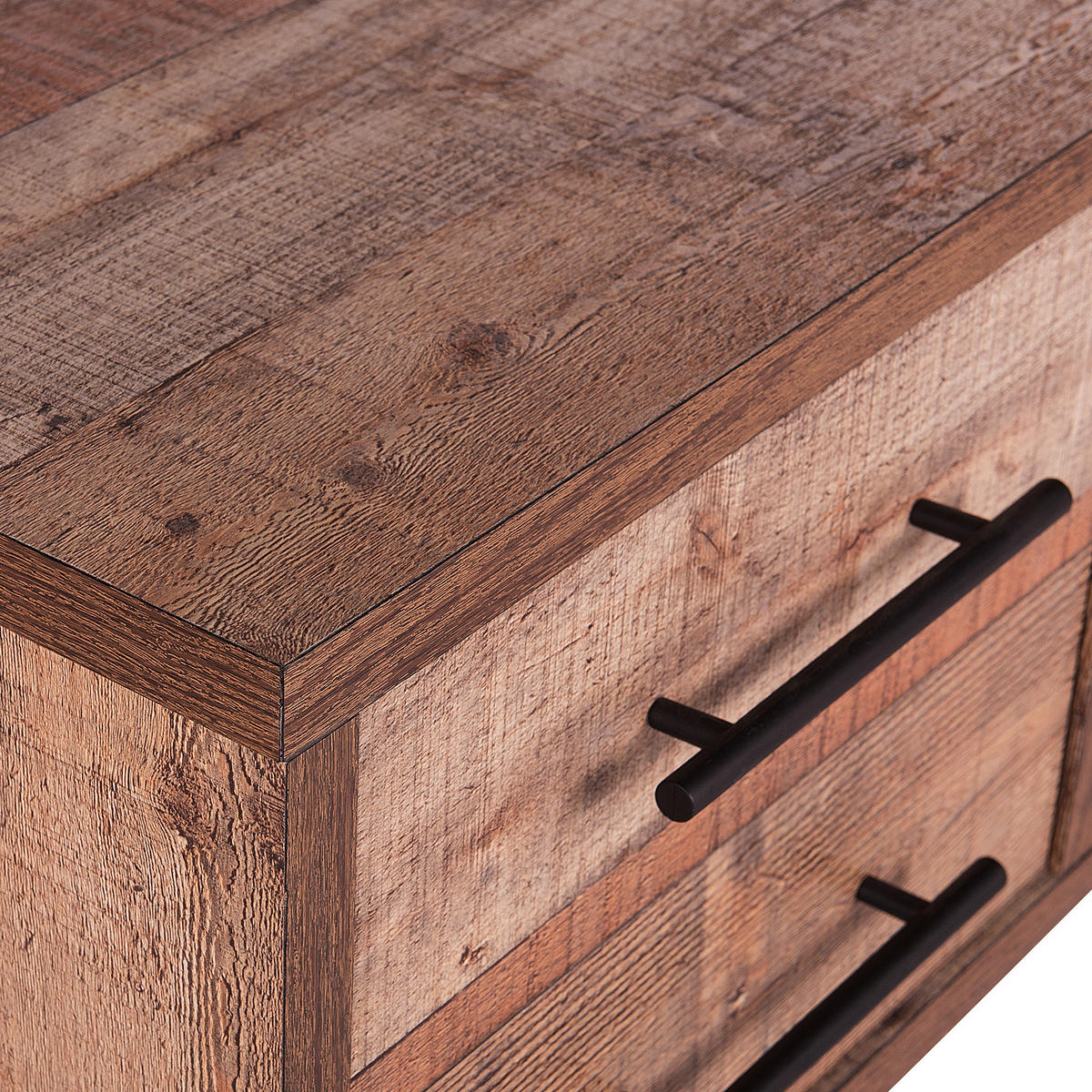 TV-MÖBEL Hellbraun, Schwarz ATLANTA 40/127/51 cm - Hellbraun, Holzwerkstoff (127/51/40cm) - Beliani