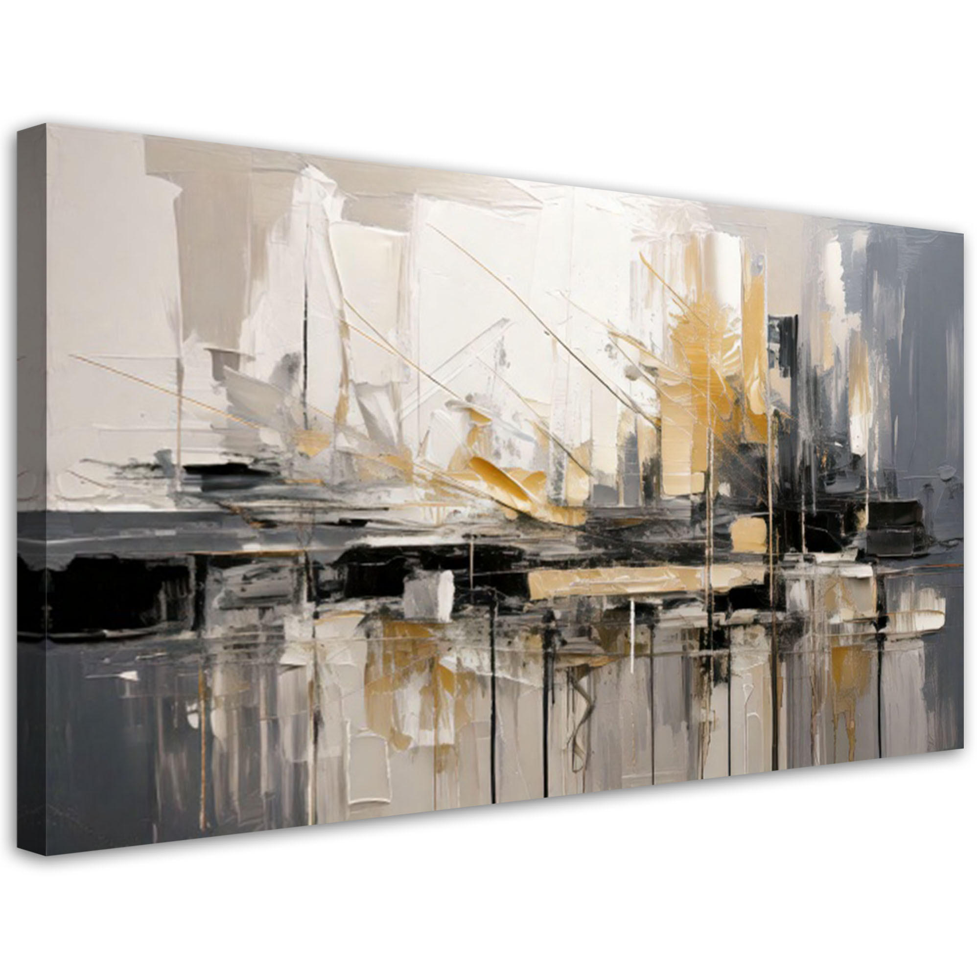 LEINWANDBILD Abstrakte Komposition Urbanistik 120x60cm - Beige, Textil (120/60cm) - Feeby