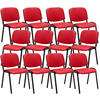 BESUCHERSTUHL 12er Set Lederlook rot - Rot/Schwarz, Textil/Metall (53/83/53cm) - CLP