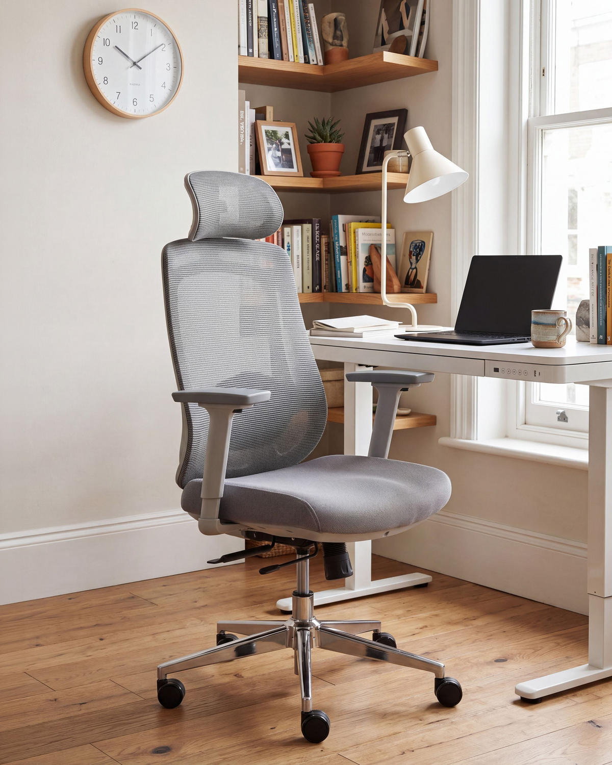 BÜROSTUHL Grau Olyra - Grau, Textil (60/119/72cm) - Beliani