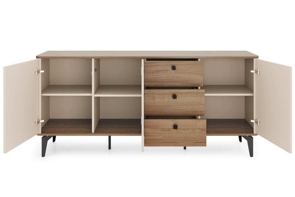 VITRINE AURO 05 180/81/40 cm in Kaschmir / Royal Nussbaum - Kaschmir/Nussbaumfarben, Holzwerkstoff (180/81/40cm) - Deine Möbel 24