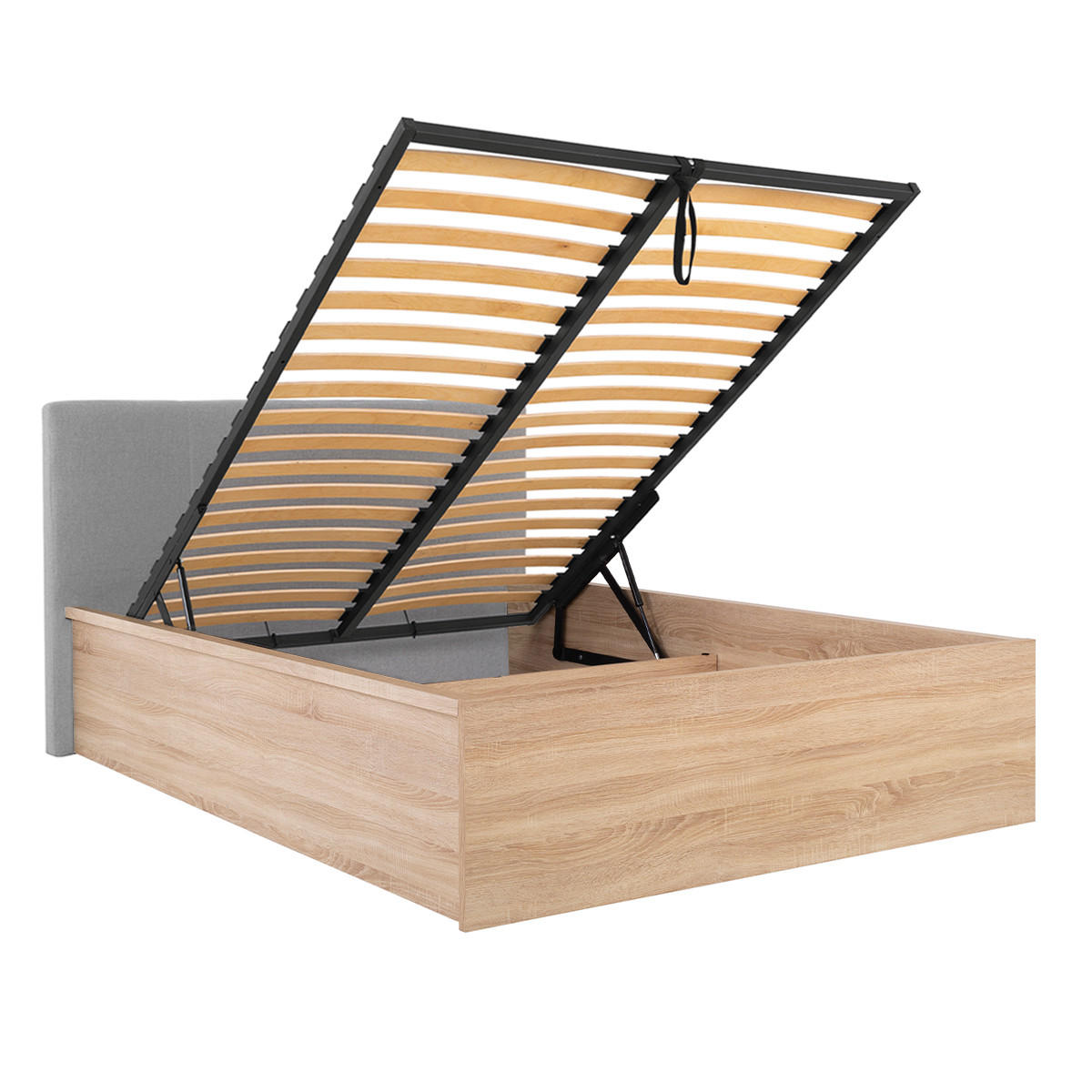 BOXSPRING POSTEL 140/200 Edwin Světlé dřevo a šedá - šedá, kompozitní dřevo (140/200cm) - Petits-meubles