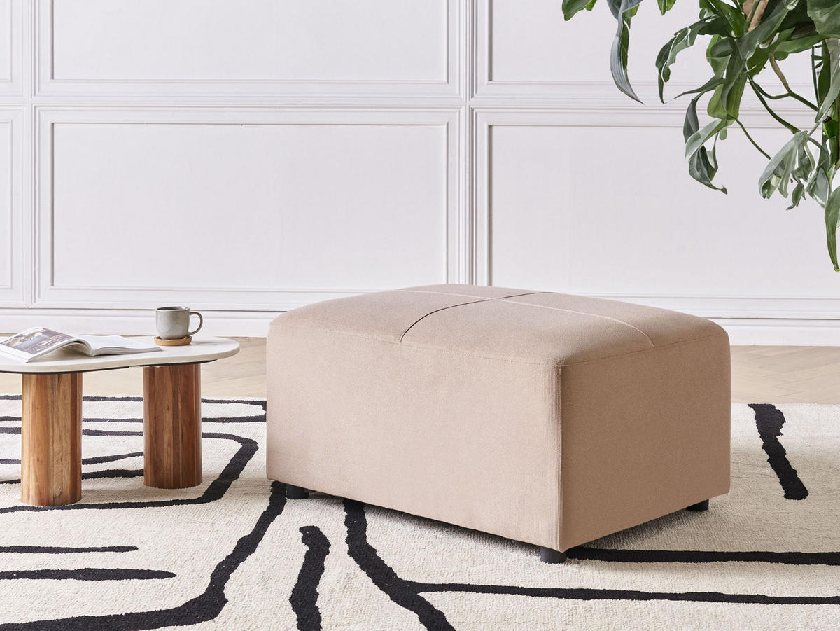 OTTOMÁN Tópszín Kohlo - fekete/taupe, textil (95/48/70cm) - Beliani