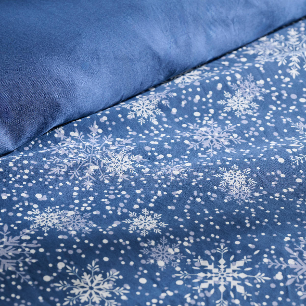 BETTWÄSCHE Satin SNOWF, 160x200 cm, Dunkel Blau, Winter Weihnachten Bettbezug, Weihnachtsdeko, Christmas, Weihnachtsmotiv - Dunkelblau, Textil (160/200cm) - home&you