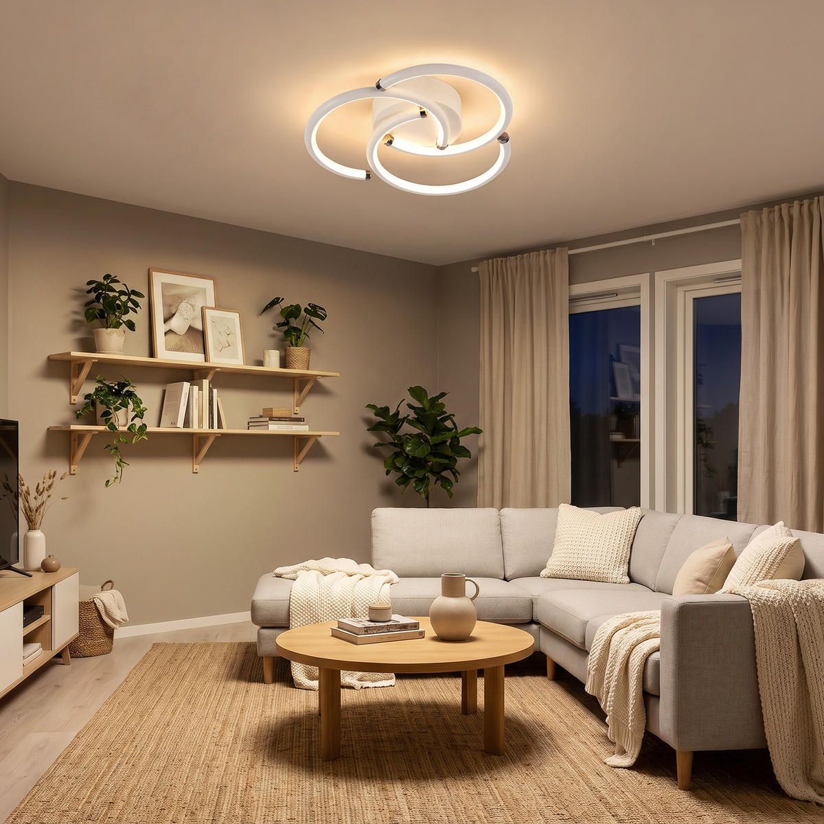 LED DECKENLEUCHTE Yvith 24/23.5/5.2 cm - Weiß, Kunststoff/Metall (24/23.5/5.2cm) - ZMH