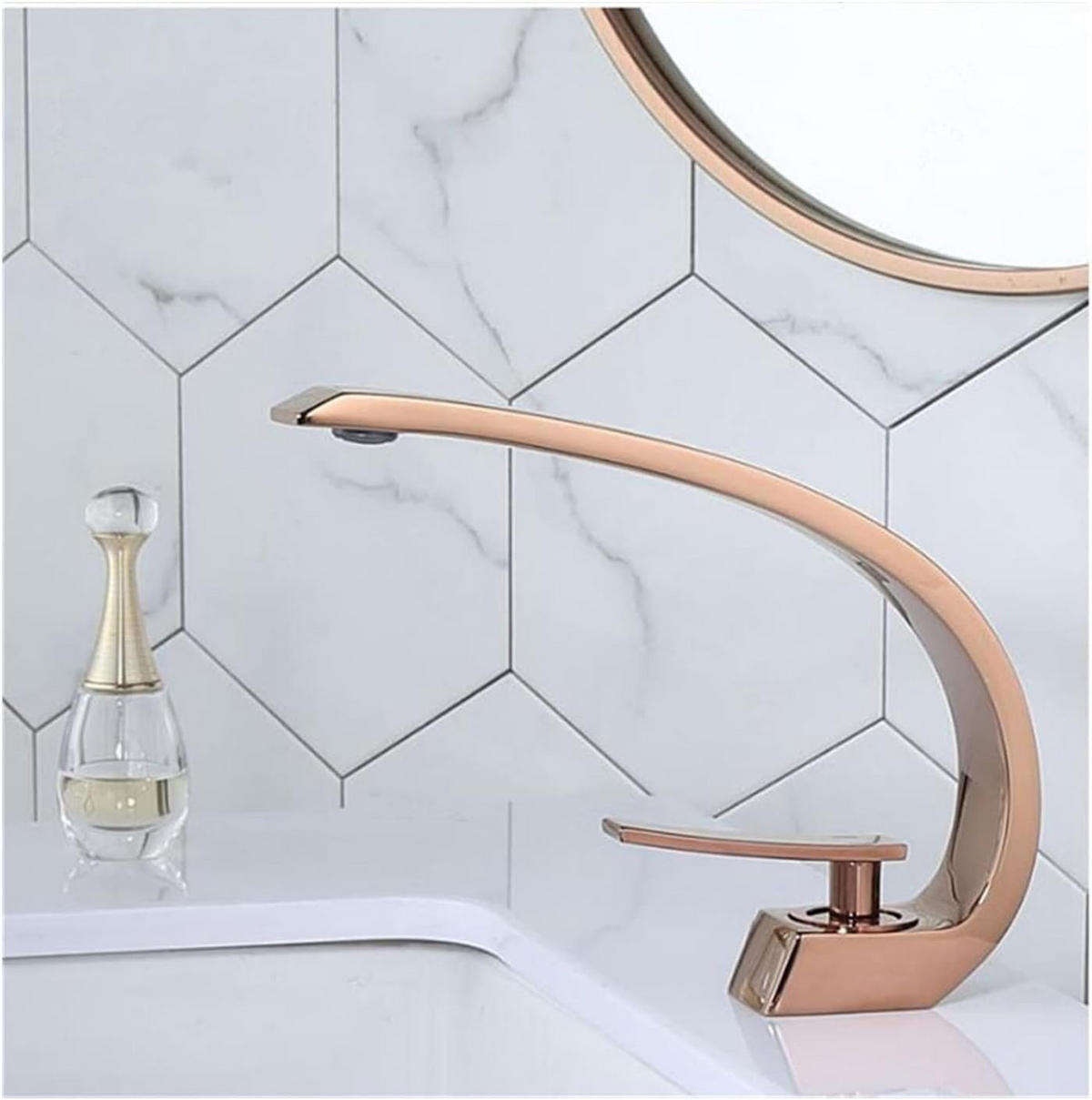 BADEZIMMERARMATUR，34 × 19 × 7 cm，Goldener, - Roségold, Metall (34/7/19cm) - Vallsero