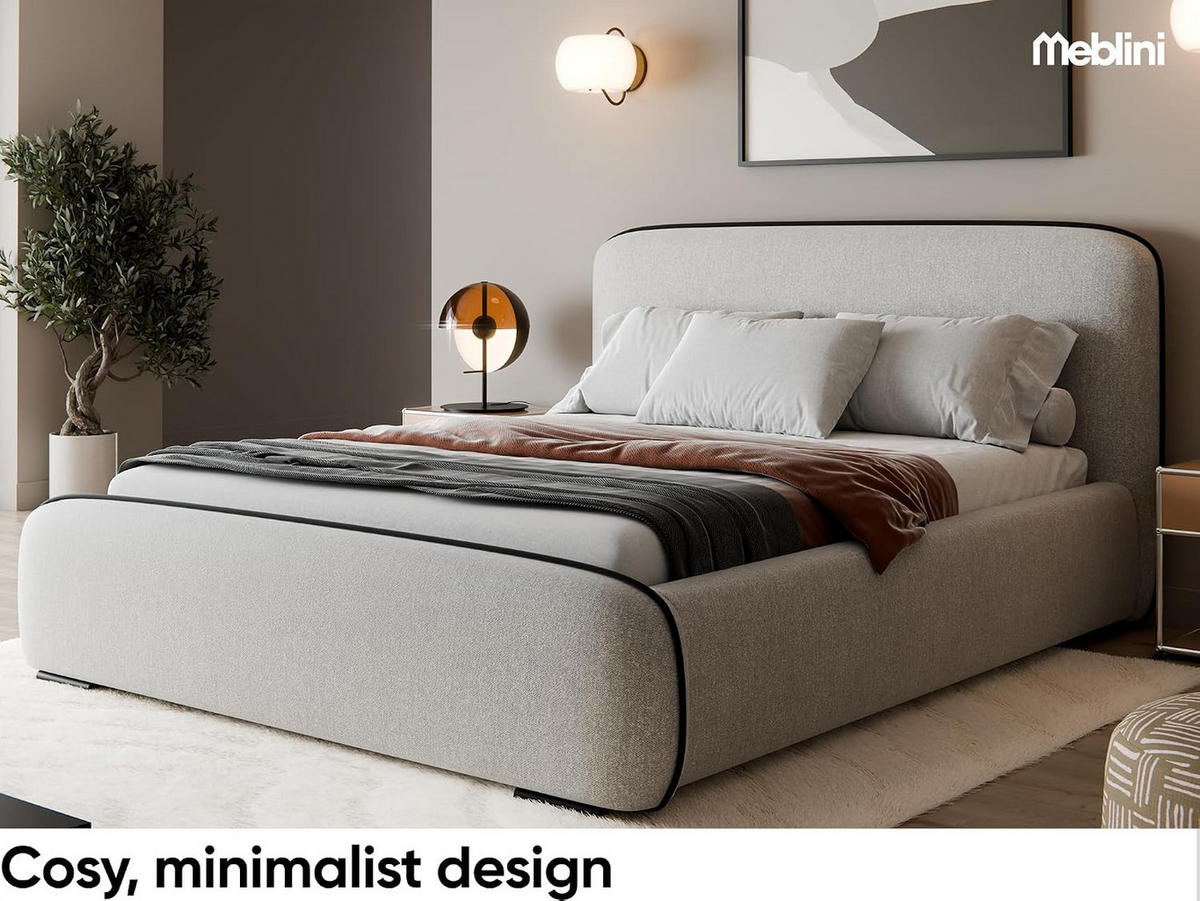BETT BELLION - Hellgrau, Holzwerkstoff (180/200cm) - Meblini